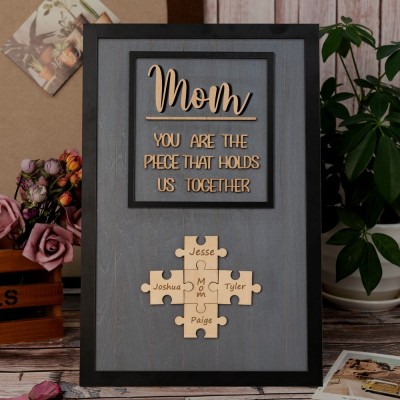 Personalized Mom Puzzle Sign with  Kids Names Gifts For Mother's Day