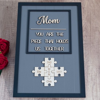 Personalized Mom Puzzle Sign with  Kids Names Gifts For Mother's Day