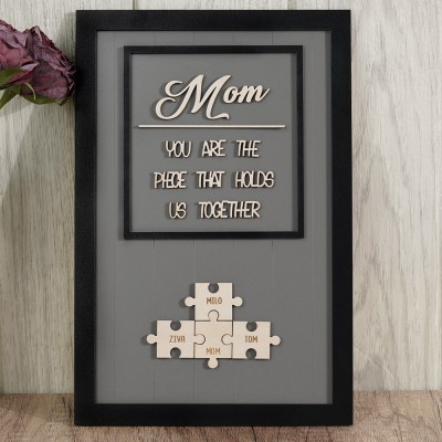 Personalized Mom Puzzle Sign with  Kids Names Gifts For Mother's Day