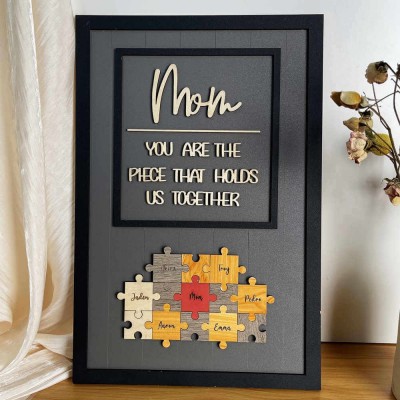 Personalized Mom Puzzle Sign with  Kids Names Gifts For Mother's Day