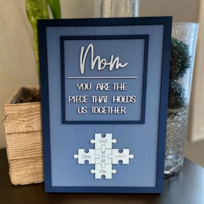 Personalized Mom Puzzle Sign with  Kids Names Gifts For Mother's Day