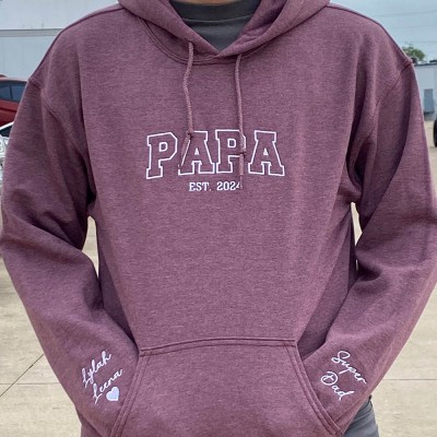 Custom Embroidered PAPA Sweatshirt With Kids Names For Father's Day