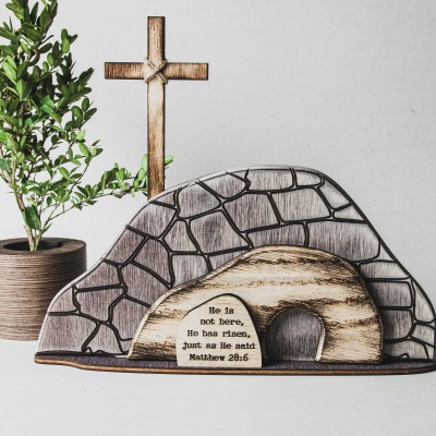 Empty Tomb Easter Scene For Christian Easter Decor With Resurrection Cross