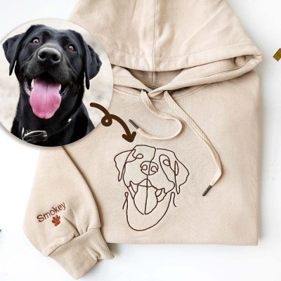 Custom Embroidered One-line Pet Sweatshirt Hoodie Birthday Gift for Dog Mom/Dad