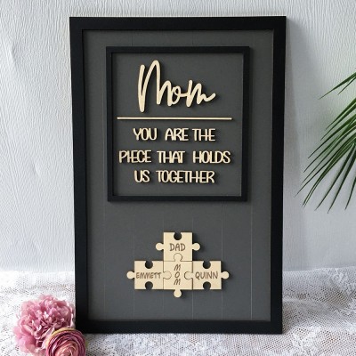 Personalized Mom Puzzle Sign with  Kids Names Gifts For Mother's Day