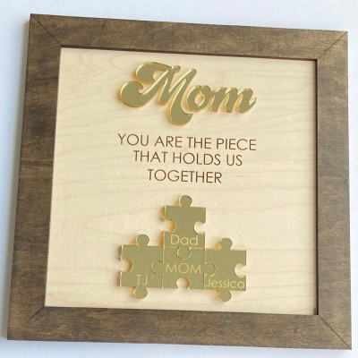 Personalized Mom Puzzle Sign with  Kids Names Gifts For Mother's Day
