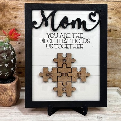 Personalized Mom Puzzle Sign with  Kids Names Gifts For Mother's Day