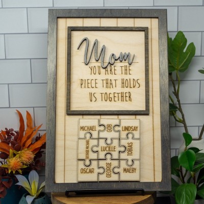 Personalized Mom Puzzle Sign with  Kids Names Gifts For Mother's Day