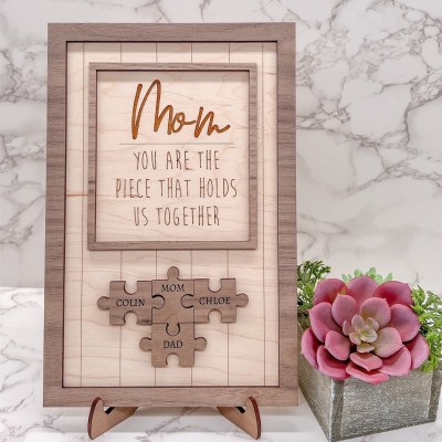 Personalized Mom Puzzle Sign with  Kids Names Gifts For Mother's Day