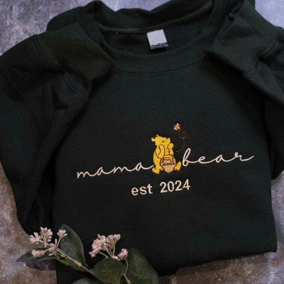 Personalized Embroidered Mama Bear Sweatshirt With Kids Names For Mother's Day