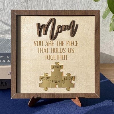 Personalized Mom Puzzle Sign with  Kids Names Gifts For Mother's Day