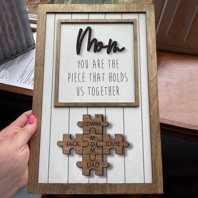 Personalized Mom Puzzle Sign with  Kids Names Gifts For Mother's Day