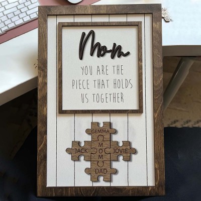 Personalized Mom Puzzle Sign with  Kids Names Gifts For Mother's Day
