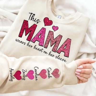 Custom Mama Sweatshirt With Kids Names For Mother's Day