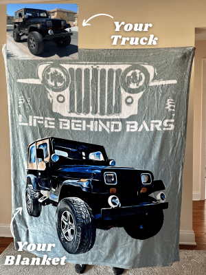 Personalized Life Behind Bars Jeep Fleece Blanket For Father's Day