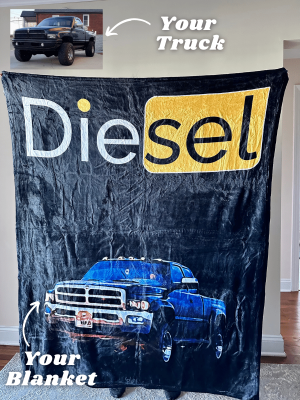 Personalized Diesel Hub Truck Fleece Blanket For Father's Day