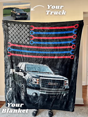 Personalized America Truck Fleece Blanket For Father's Day