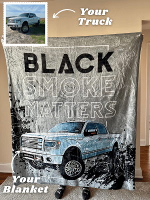 Personalized Black Smoke Matters Truck Fleece Blanket For Father's Day