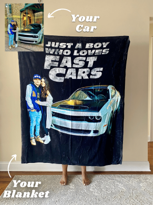 Personalized Just A Boy Who Loves Cars Fleece Blanket For Father's Day