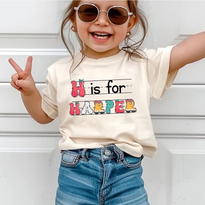 Personalized Kid's Name First Day Back to School Kindergarten Shirt For Kids