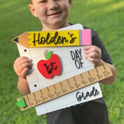 Personalized 1st/Last Day Back to School Prop Interchangeable Sign For Kids