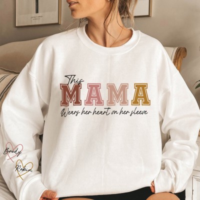 Custom Mama Sweatshirt With Kids Names For Mother's Day