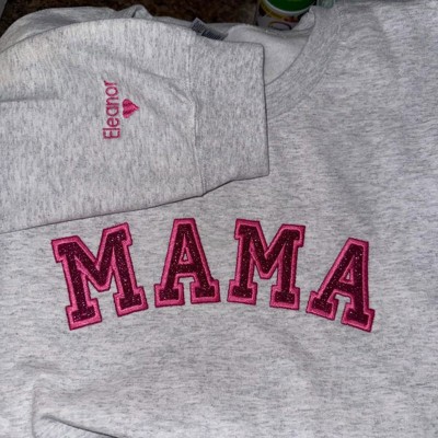 Custom Embroidered Mama Sweatshirt With Kids Names For Mother's Day