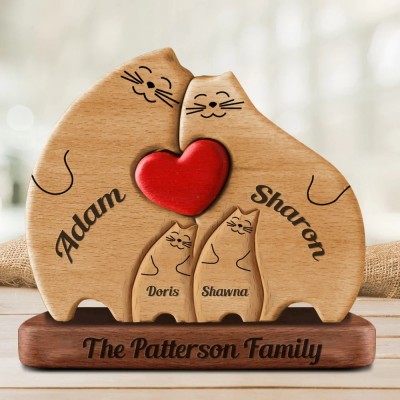 Custom Family Cat Puzzle Anniversary Family Keepsake Gift For Birthday
