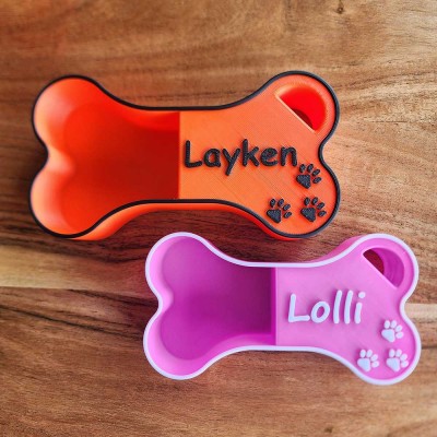 Personalized Pet Bone Food Dispenser With Pet Name For Pet Lovers Gift Ideas