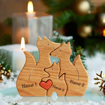 Personalized Family Fox Puzzle Anniversary Birthday Keepsake Gift For Family