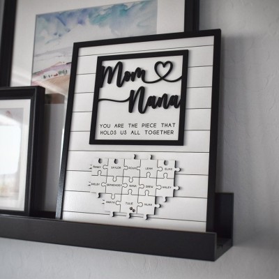Personalized Mom Puzzle Sign with  Kids Names Gifts For Mother's Day