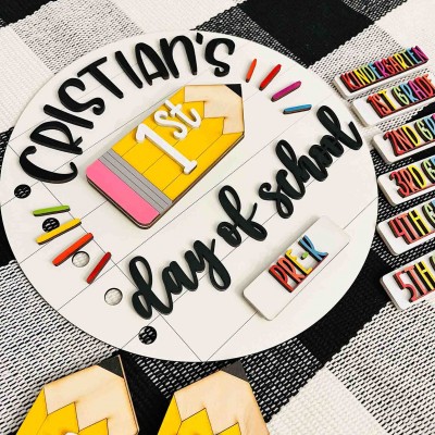Personalized First Day Back to School Prop Interchangeable Sign For Kids