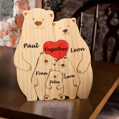 Custom Couple Bear Puzzle Anniversary Family Keepsake Gift For Christmas Day