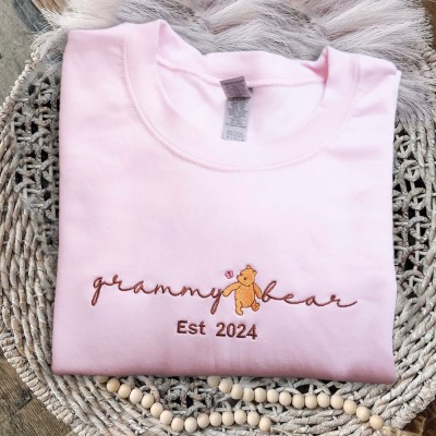 Personalized Embroidered Mama Bear Sweatshirt With Kids Names For Mother's Day