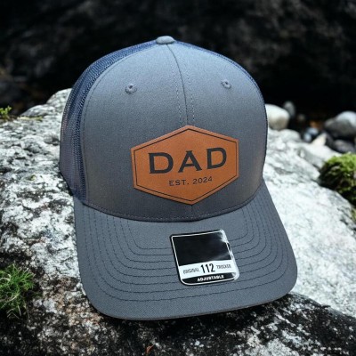 Personalized Dad Patch Trucker Hat with Kids Names For Father's Day Gift
