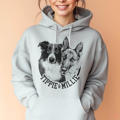 Personalized Pet Portrait Hoodie Hoodie Birthday Gift for Dog Mom/Dad