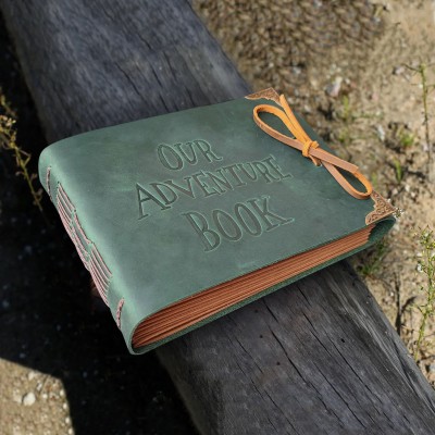 Our Adventure Book Custom Leather Photo Album For Valentine's Day Anniversary Gift Ideas