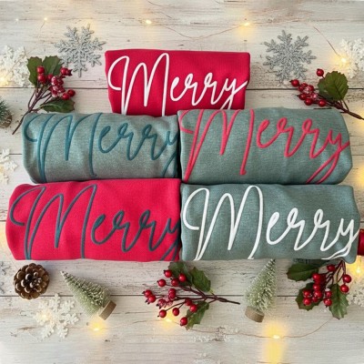 Personalized Christmas Sweatshirt with Name on Sleeve, Puff Letter Winter Sweater, Christmas Crewneck, Family Holiday Sweater, Family Gift