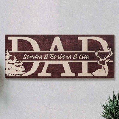 Personalized Dad Sign with Kids Names Gifts For Father's Day