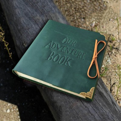 Our Adventure Book Custom Leather Photo Album For Valentine's Day Anniversary Gift Ideas