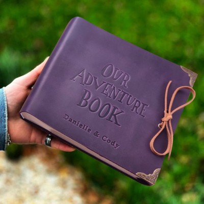 Our Adventure Book Custom Leather Photo Album For Valentine's Day Anniversary Gift Ideas