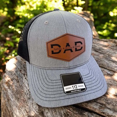 Personalized Dad Patch Trucker Hat with Kids Names For Father's Day Gift