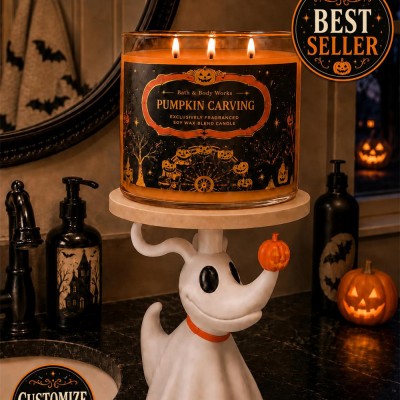 Zero Inspired 3-Wick Candle Holder, Bath & Body Works Halloween Ghost Dog Stand