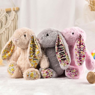 Personalized Embroidered Plush Bunny Rabbit with Name Gift For Kid Newborn Baby