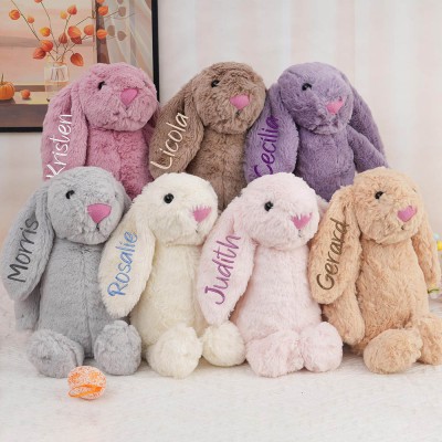 Personalized Embroidered Plush Bunny Rabbit with Name Gift For Kid Newborn Baby