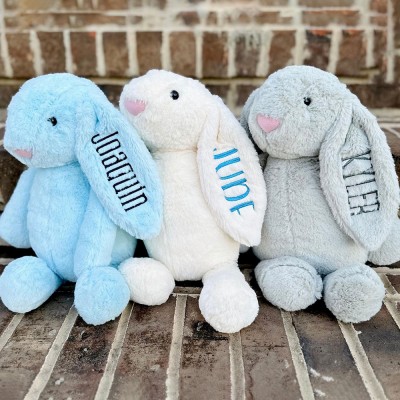 Personalized Embroidered Plush Bunny Rabbit with Name Gift For Kid Newborn Baby