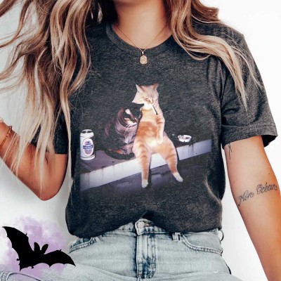 Vintage Cat Smoking Shirt Sweatshirt Gift For Halloween