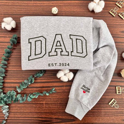 Custom Embroidered Dad Sweatshirt With Kids Names For Father's Day