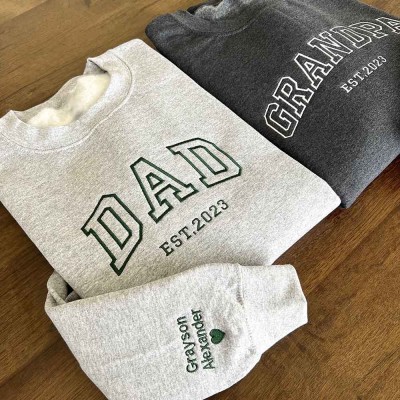 Custom Embroidered DAD Sweatshirt With Kids Names For Father's Day