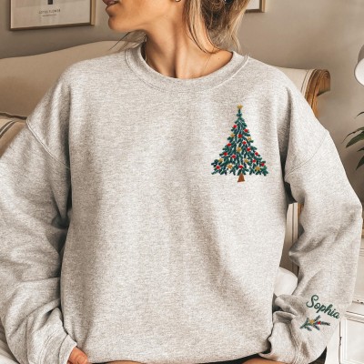 Personalized Christmas Sweatshirt – Custom Embroidered Christmas Tree Quarter Zip Sweatshirt , Christmas Tree Tshirt